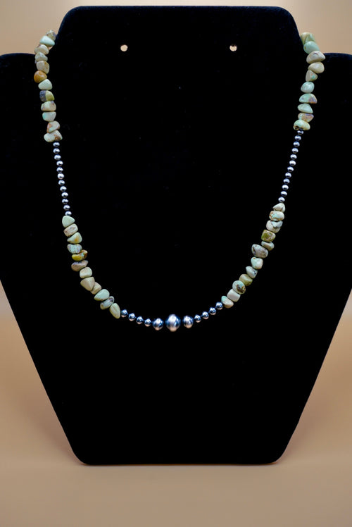 Carico Lake Turquoise 16” w/2.5” Extender Sterling Pearl Necklace