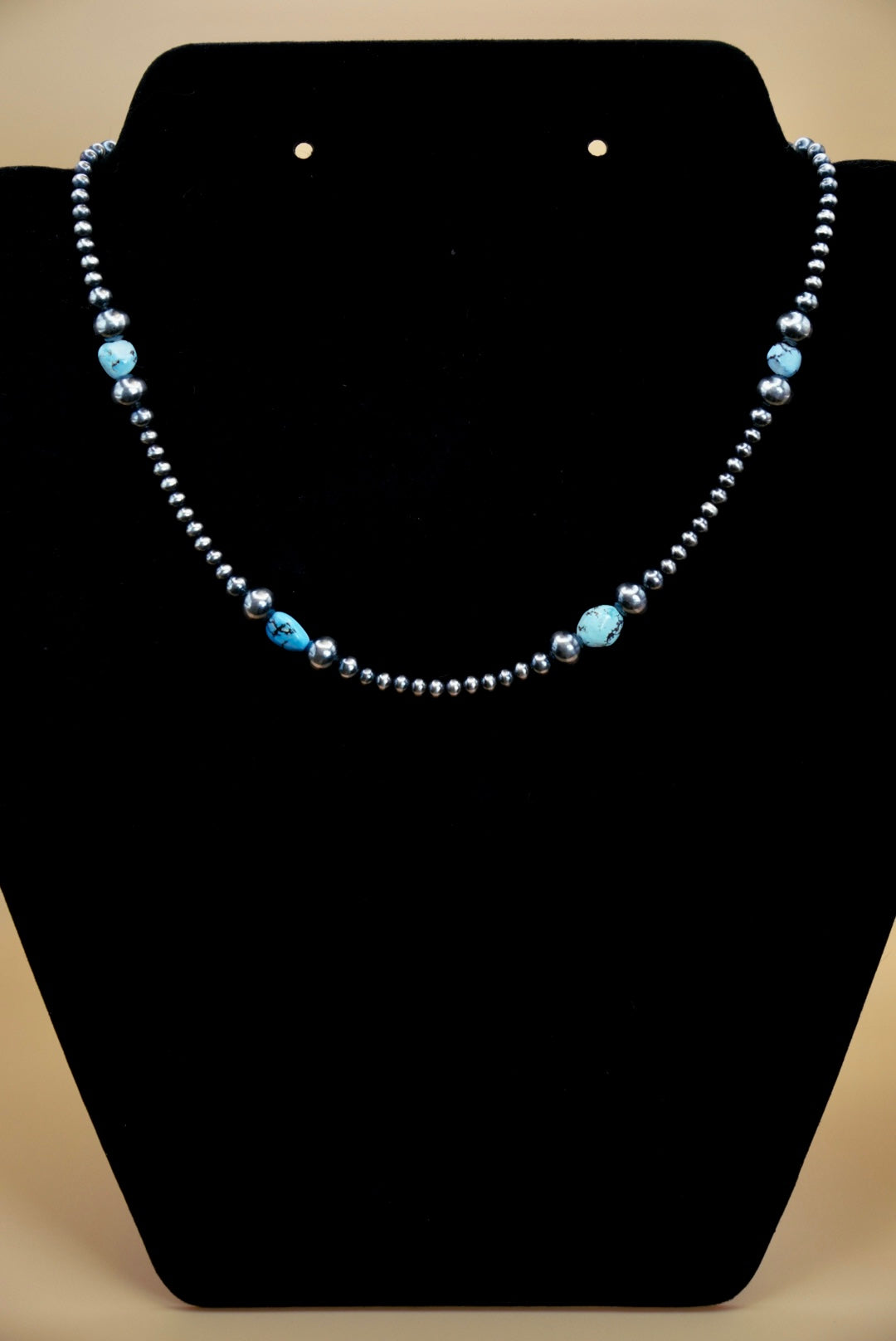 Golden Hills Turquoise 14.5” w/2.5” Extender Sterling Pearl Necklace