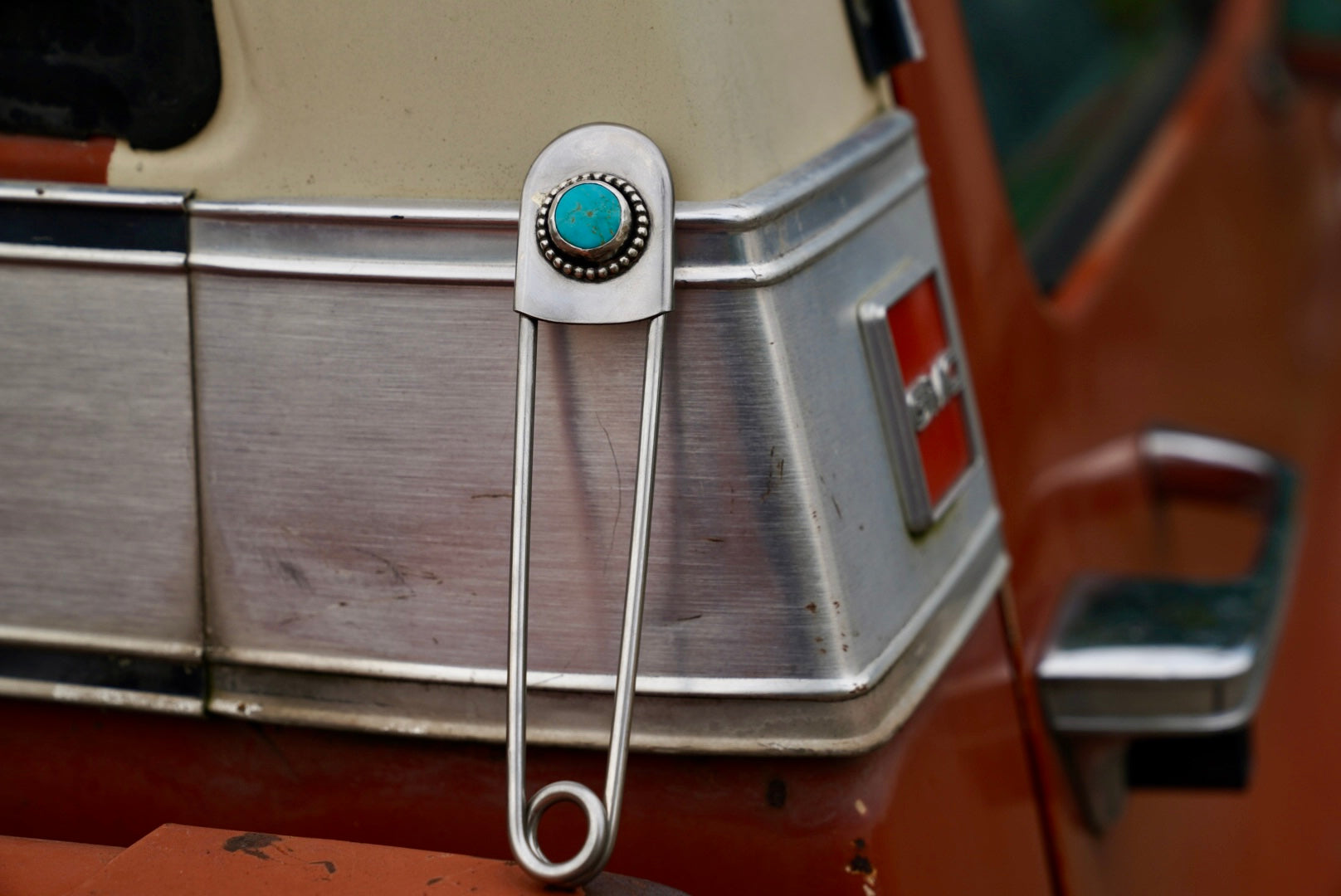 Jumbo Safety Pin with Royston Turquoise