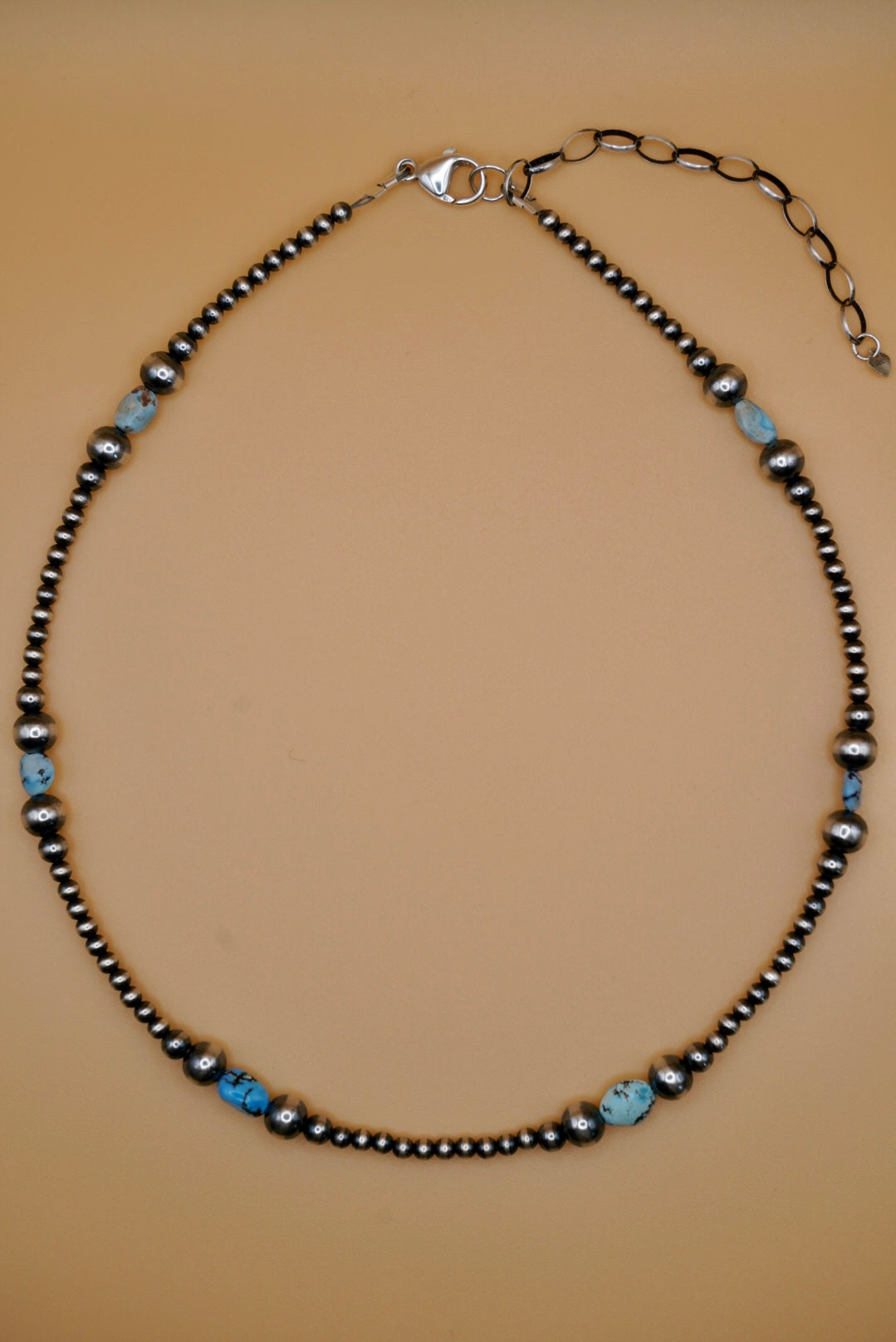 Golden Hills Turquoise 14.5” w/2.5” Extender Sterling Pearl Necklace