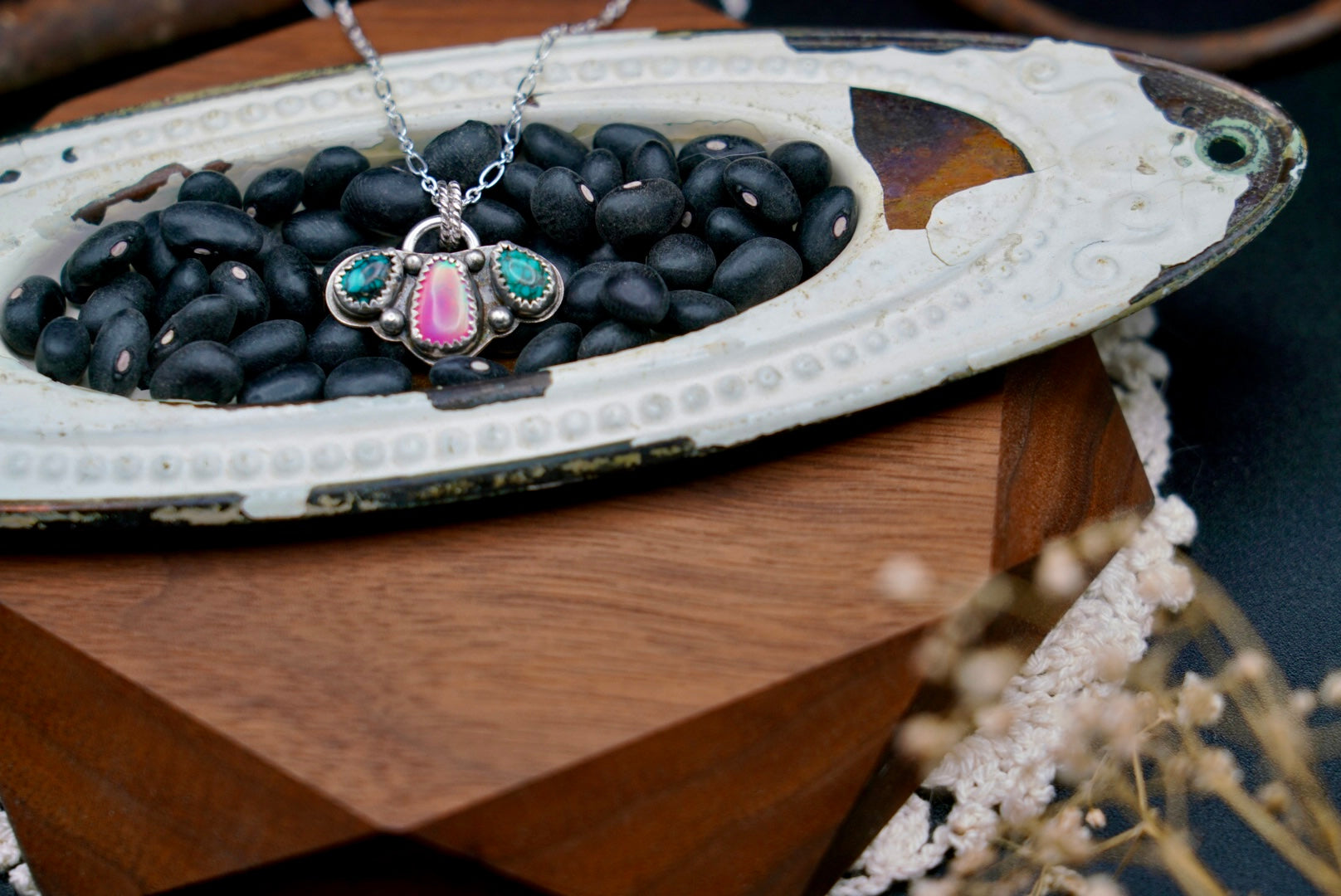 Turquoise & Aurora Opal Pendant ONLY