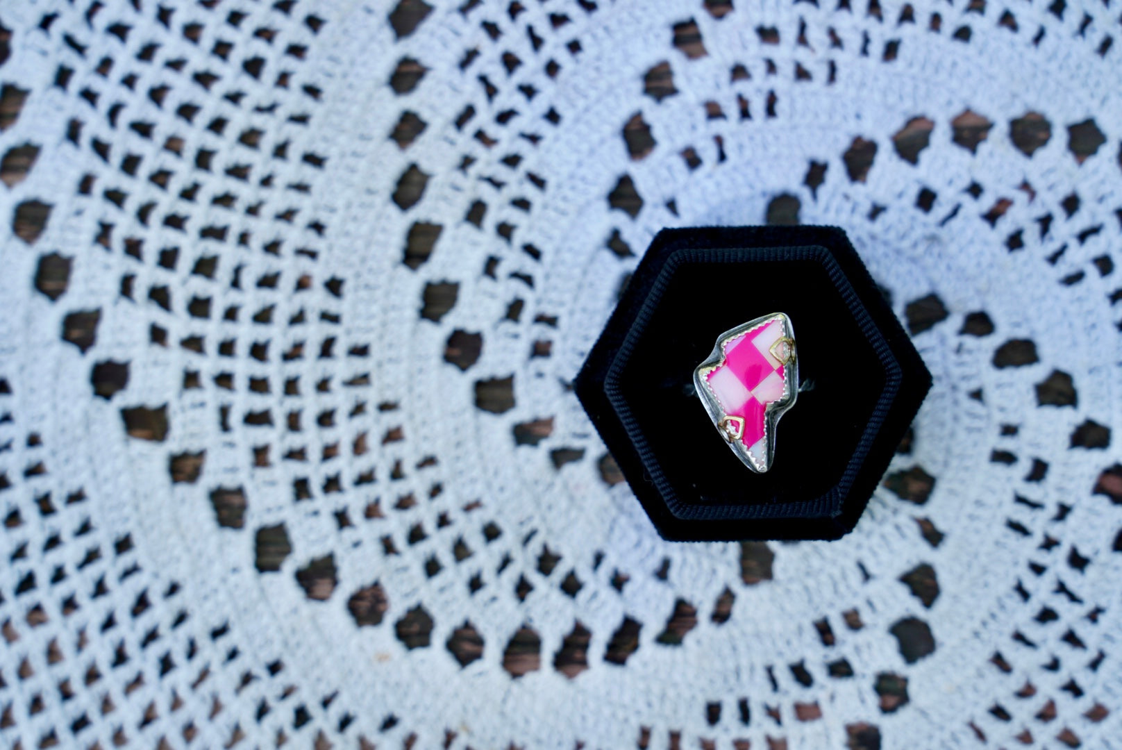 Checkered Bolt Ring Size 7