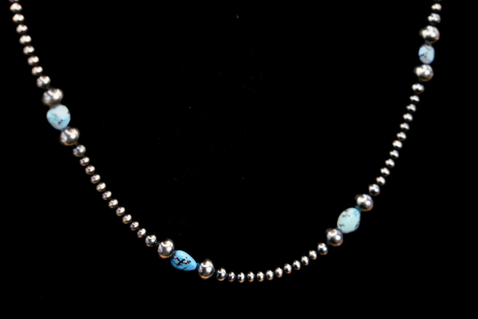 Golden Hills Turquoise 14.5” w/2.5” Extender Sterling Pearl Necklace