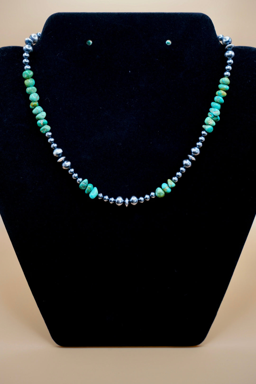 Lone MTN Turquoise 14.5” w/3” Extender Sterling Pearl Necklace