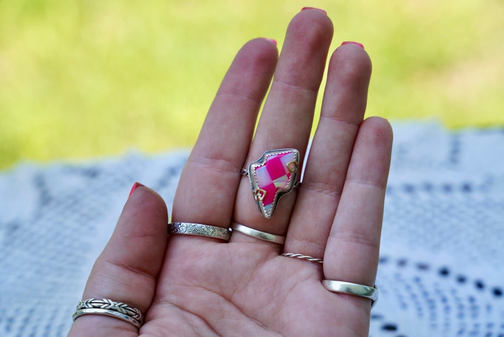 Checkered Bolt Ring Size 7