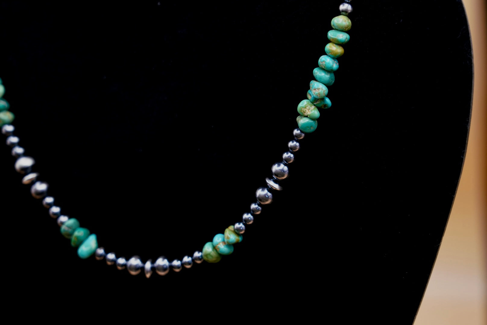Lone MTN Turquoise 14.5” w/3” Extender Sterling Pearl Necklace