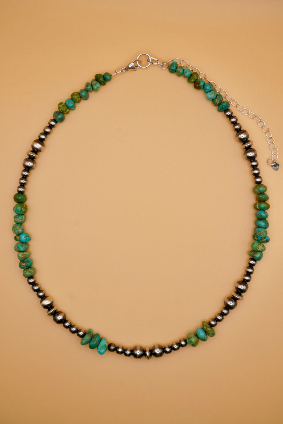 Lone MTN Turquoise 14.5” w/3” Extender Sterling Pearl Necklace